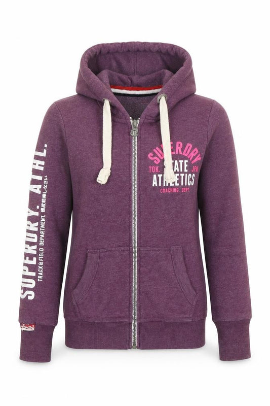 Superdry Women's Purple Full Zip Hoodie XS Cotton Blend