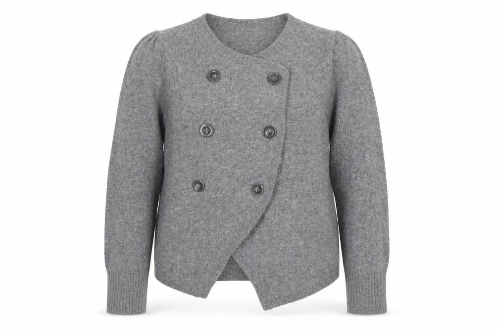 Front view of ESPRIT Women’s Grey Wool Blend Button Cardigan XL