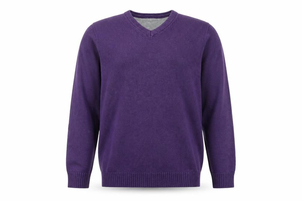Maine New England Men's Purple Cotton V-Neck Jumper M