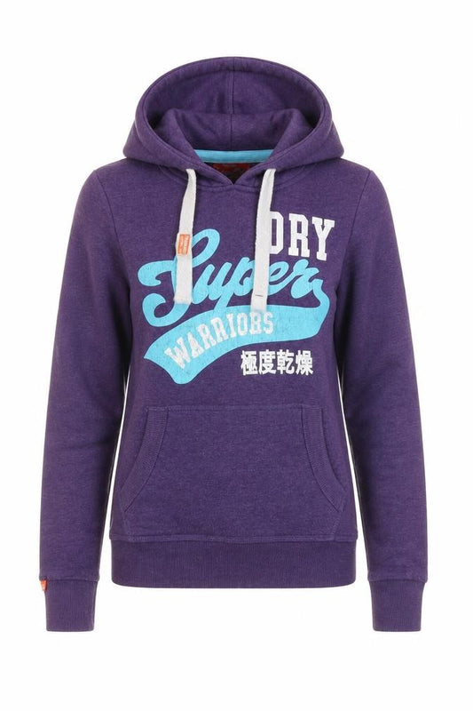 Superdry Womens Purple Pullover Hoodie Small Cotton Blend