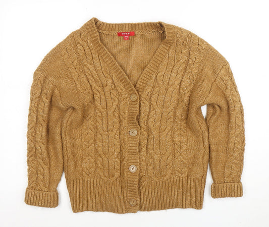GUESS Women’s Beige Cable-Knit Cardigan XS V-Neck Soft Wool Blend