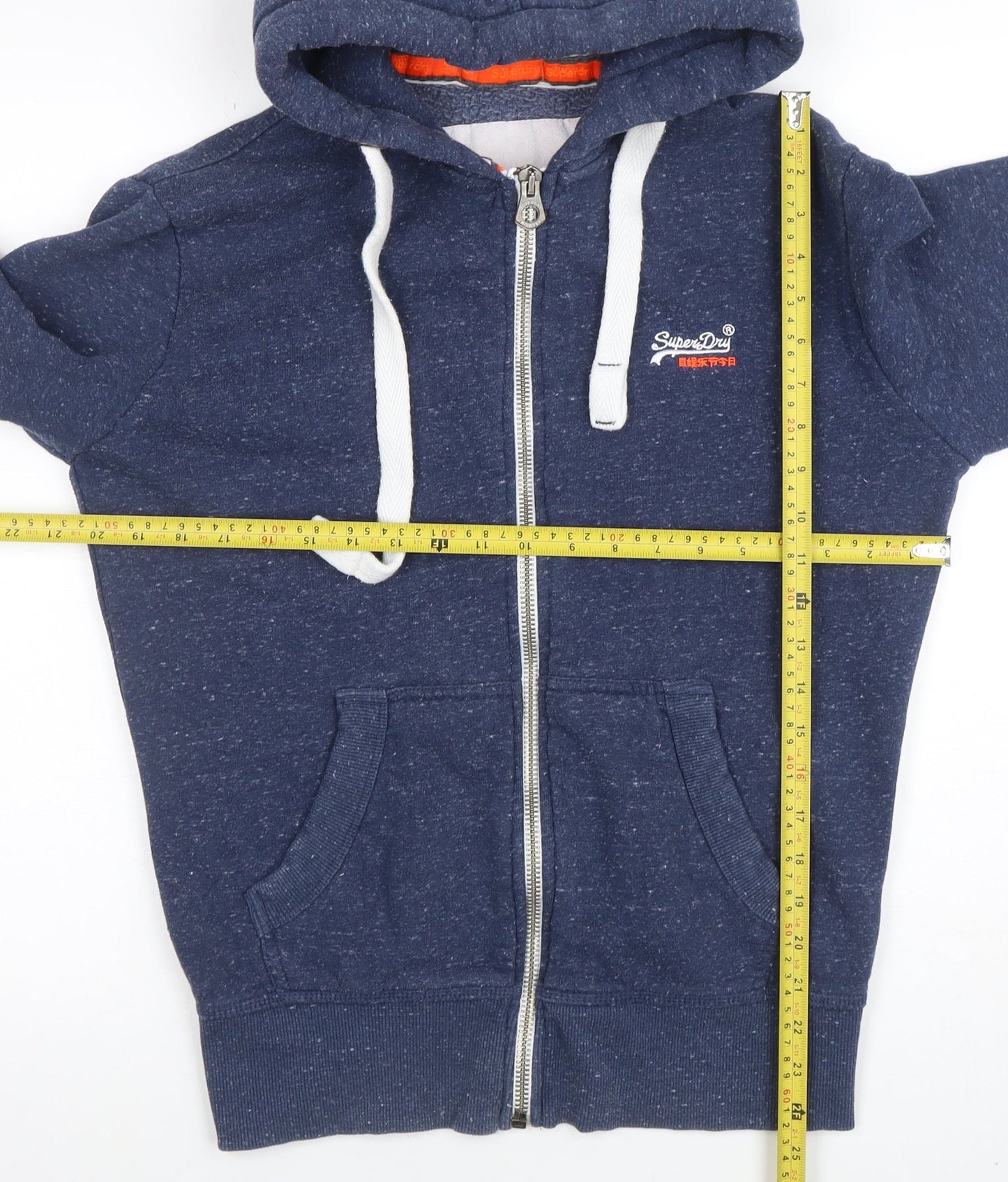 Superdry Men's Blue Full Zip Hoodie Size S Orange Label