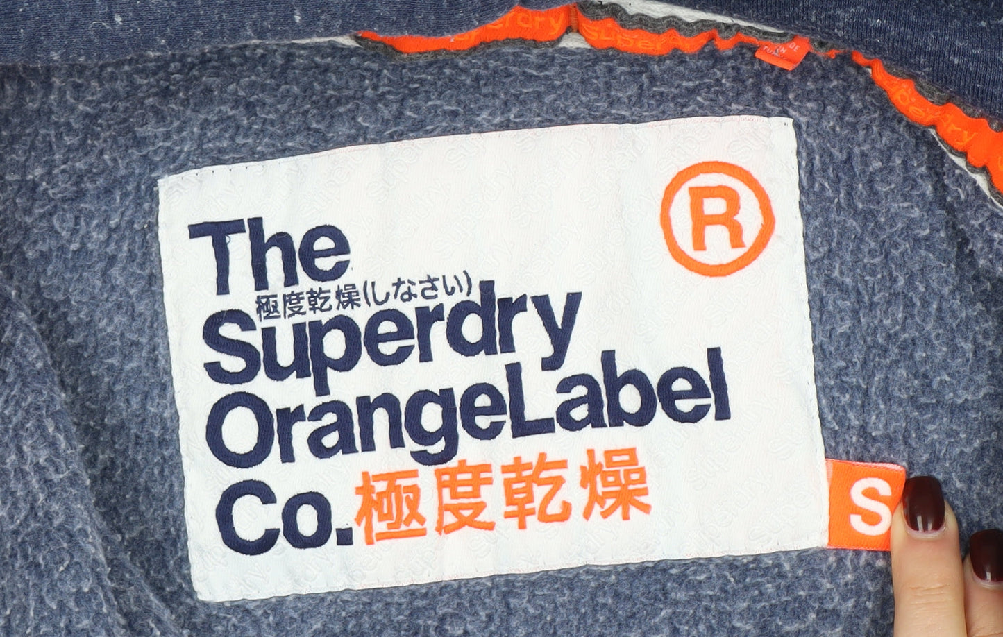 Superdry Men's Blue Full Zip Hoodie Size S Orange Label