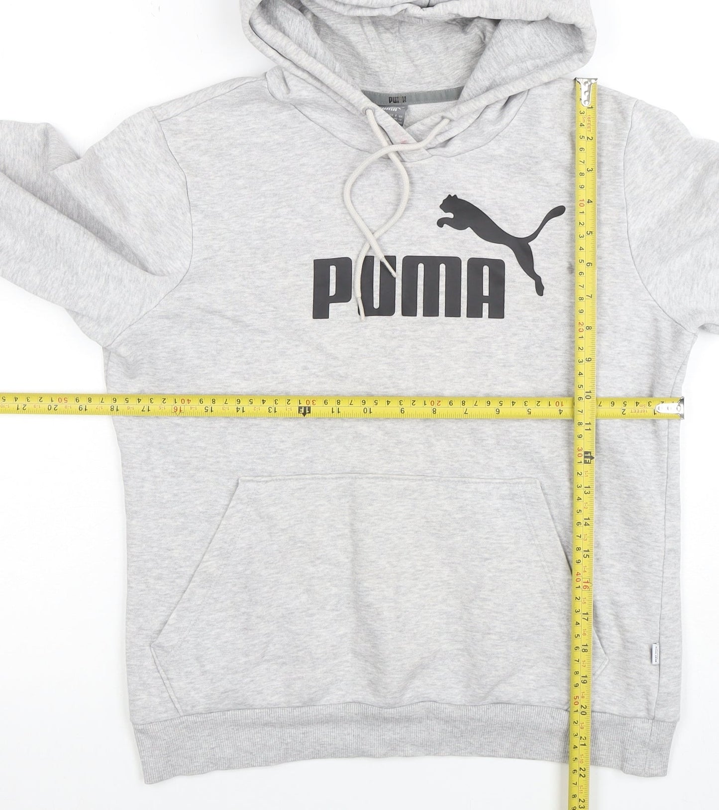 Puma Women’s Grey Pullover Hoodie Size 12 Classic Logo Hooded Sweatshirt