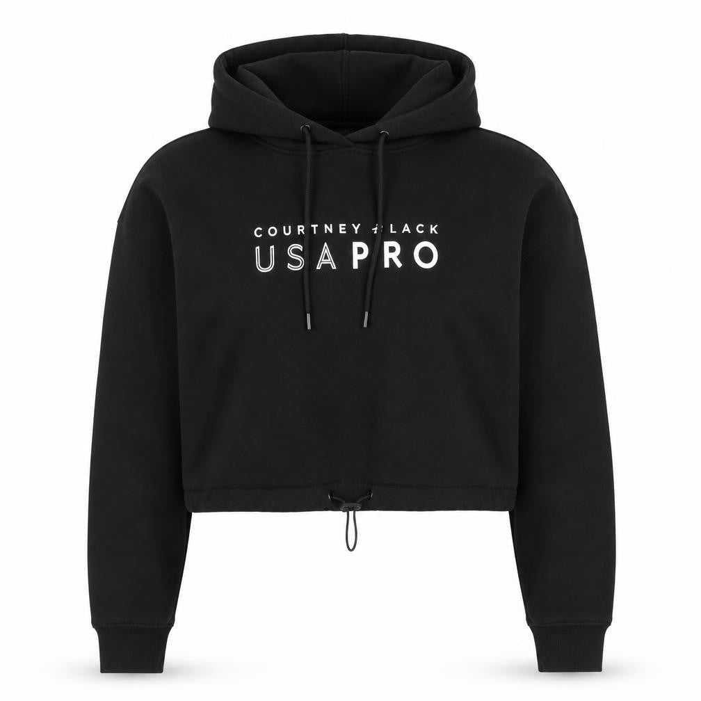 USA Pro Courtney Black Women's Black Cropped Hoodie Size XL