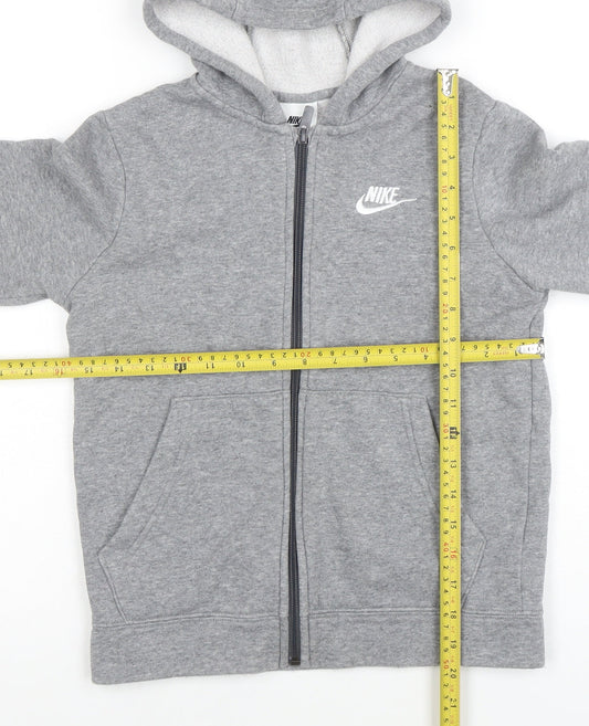 Nike Boys Grey Full Zip Hoodie Age 8-9 Years Cotton Blend