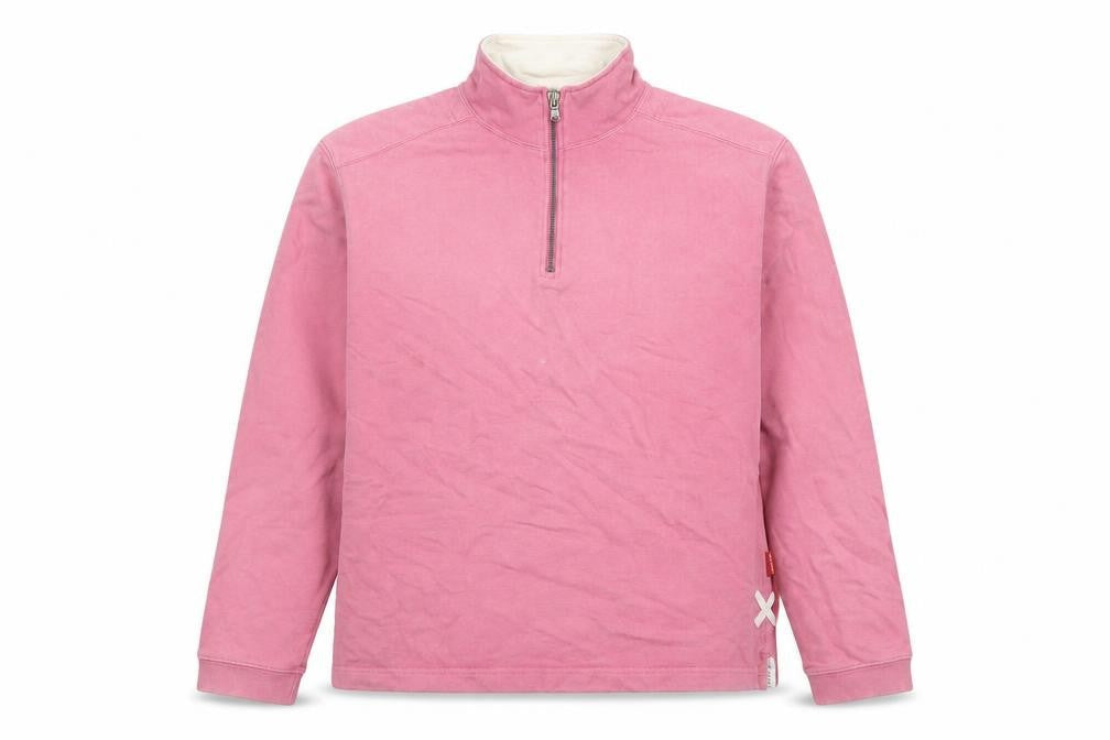 White Stuff Women Pink 1/4 Zip Cotton Pullover Sweatshirt Size 8