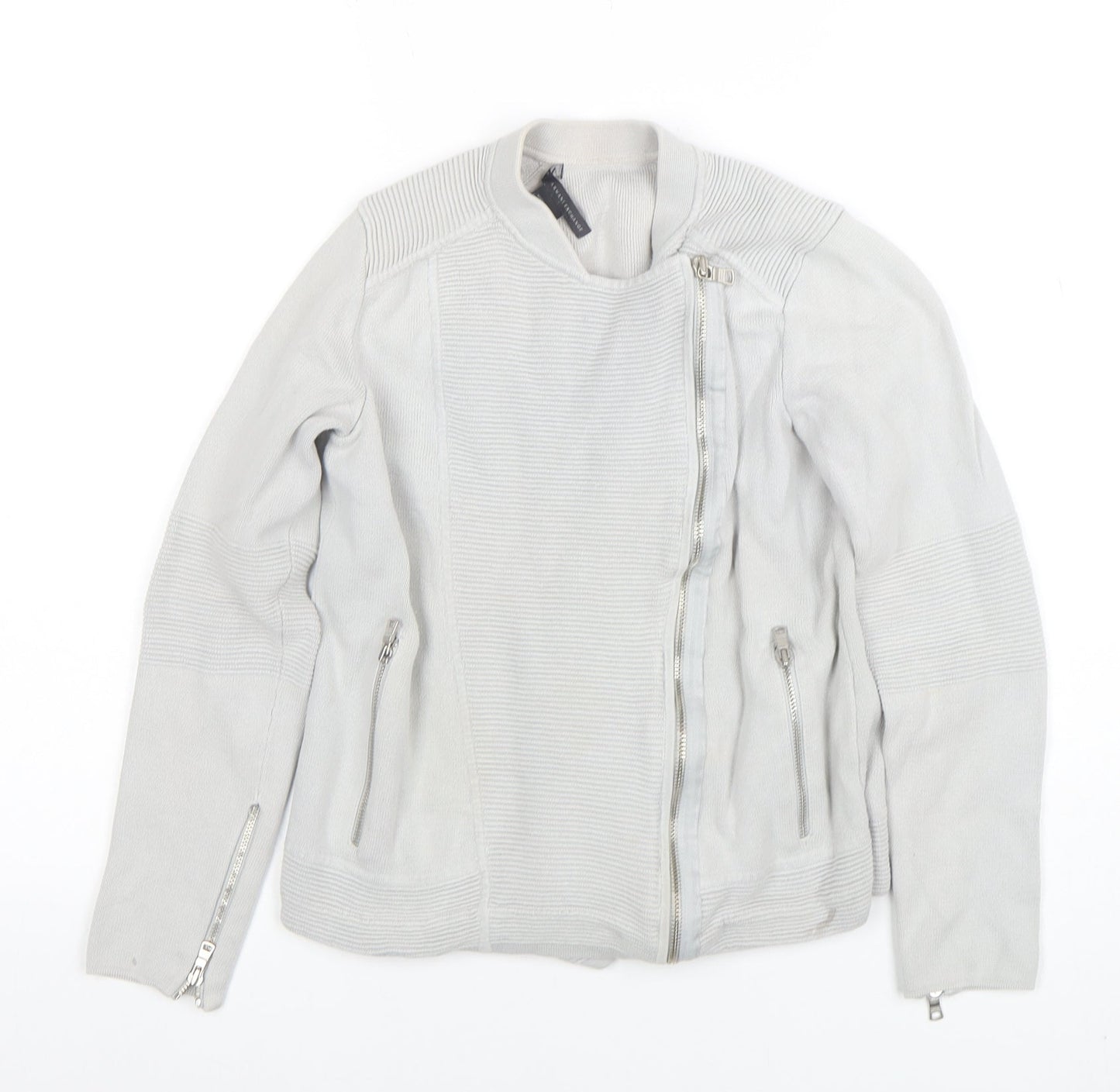 Armani Exchange Women's Grey Knit Biker Jacket Size S