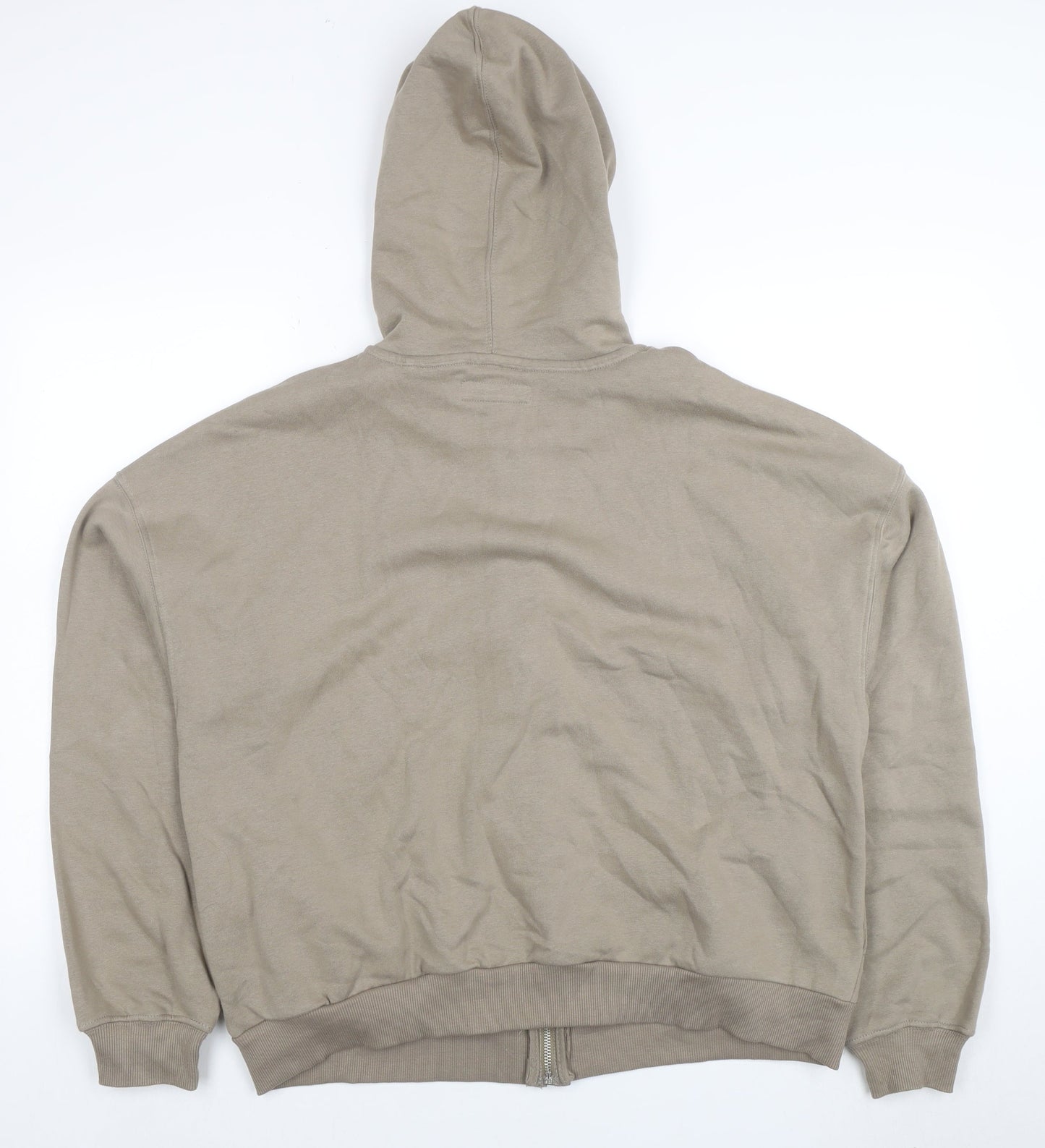 Lefties Women Beige Full Zip Hoodie Size 12 Cotton Blend