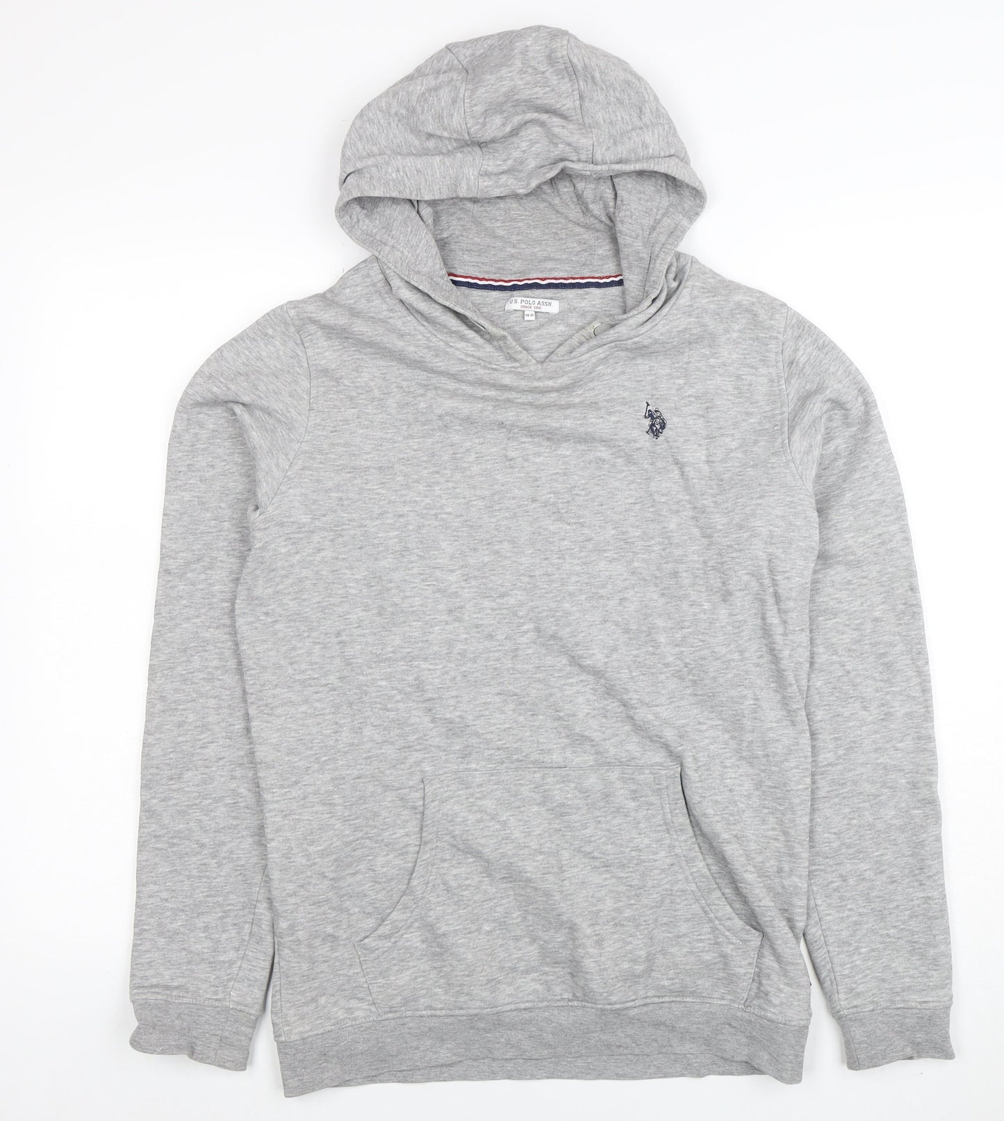 U.S. Polo Assn. Boys Grey Pullover Hoodie 14-15 Years Cotton Blend