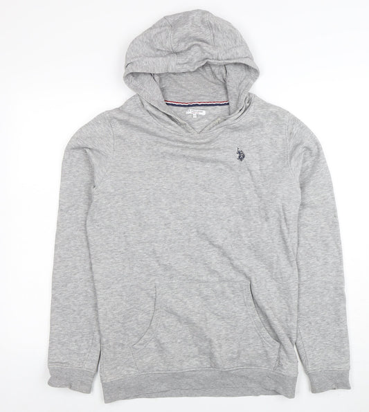 U.S. Polo Assn. Boys Grey Pullover Hoodie 14-15 Years Cotton Blend