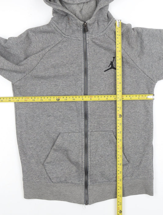 Jordan Boys Grey Full Zip Hoodie 12-13 Years Cotton Blend
