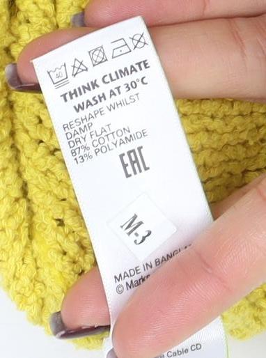 Marks and Spencer Women Yellow Cable Knit Open Cardigan S