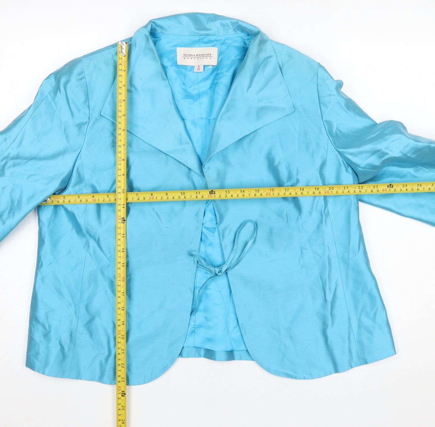 Gloria Estellés Women's Blue Silk 3/4 Sleeve Suit Jacket Size 24