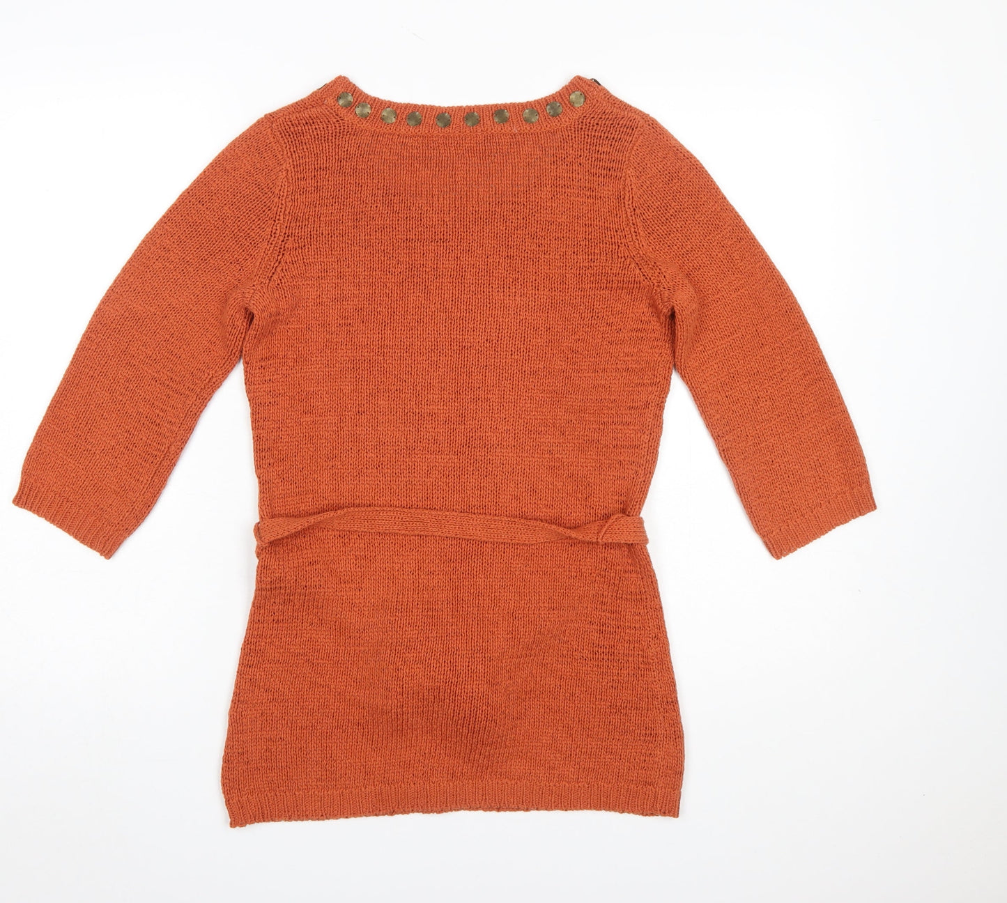 BHS Women’s Orange Studded Tunic Knit Jumper Size 10