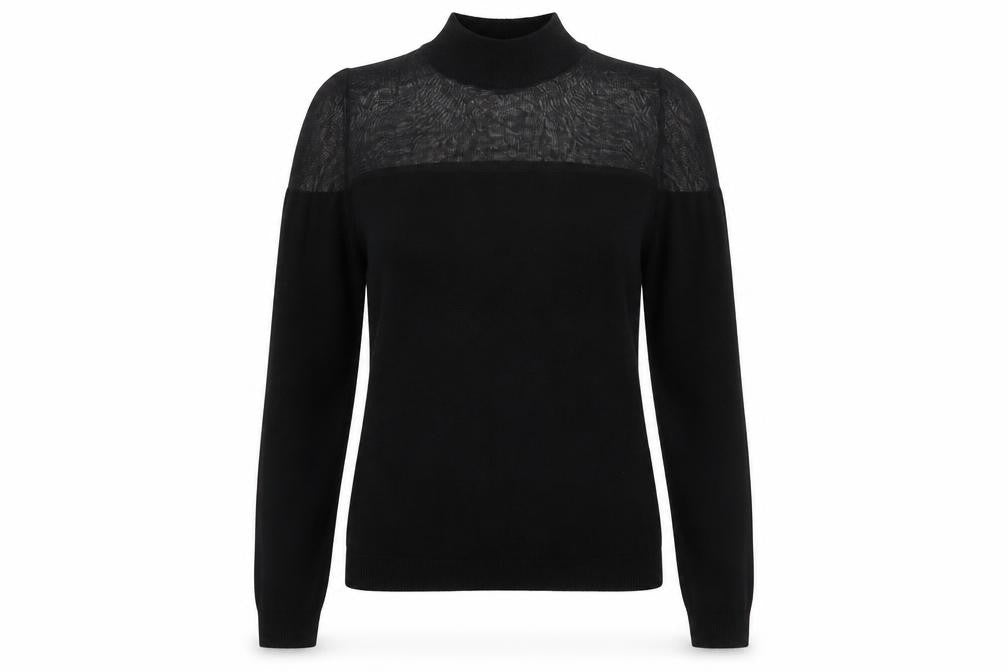 Front view of Miss Selfridge Women's Black Mock Neck Long Sleeve Knit Jumper, size 6