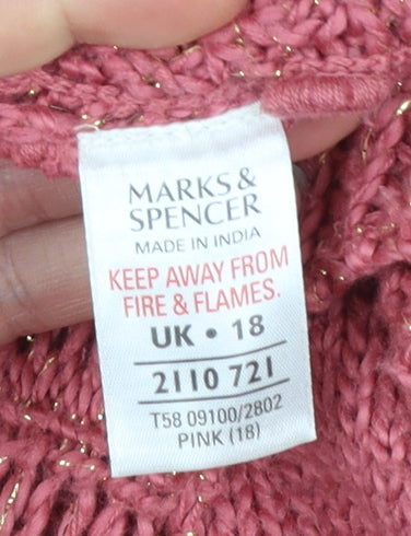 Marks and Spencer Women's Pink Knit Cardigan UK 18 Long Sleeve