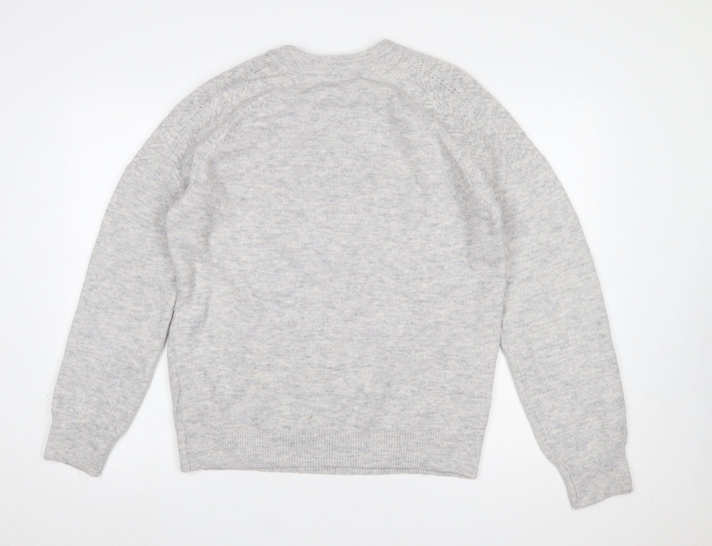 Marks and Spencer Women's Grey Beaded Crew Neck Jumper Size M