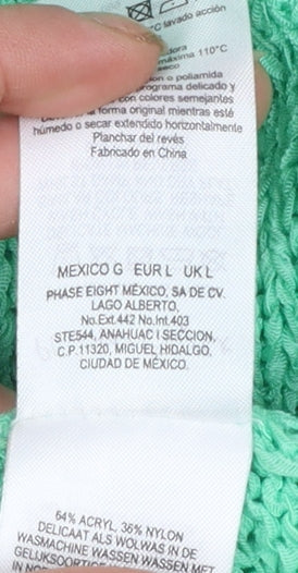Phase Eight Women’s Green Open Knit V-Neck Pullover Jumper L
