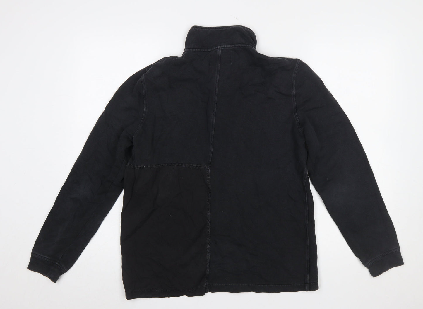 Folk Men's Black Half Zip Cotton Linen Sweatshirt Size M