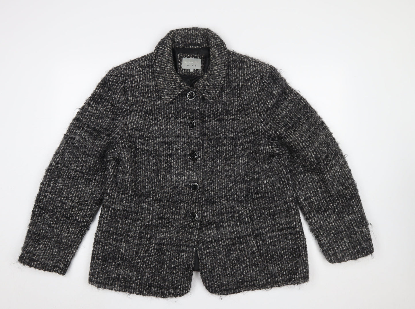 Marks and Spencer Per Una Women Grey Wool Blend Tweed Blazer Jacket Size 18
