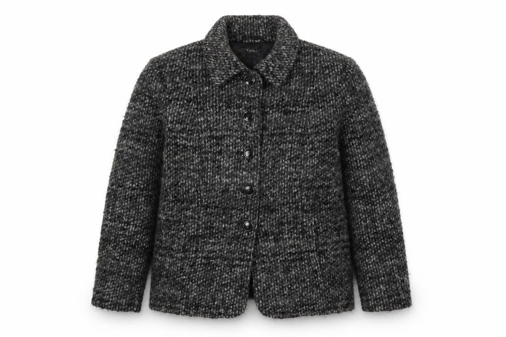 Marks & Spencer Per Una Women Grey Wool Blend Tweed Blazer Jacket Size 18