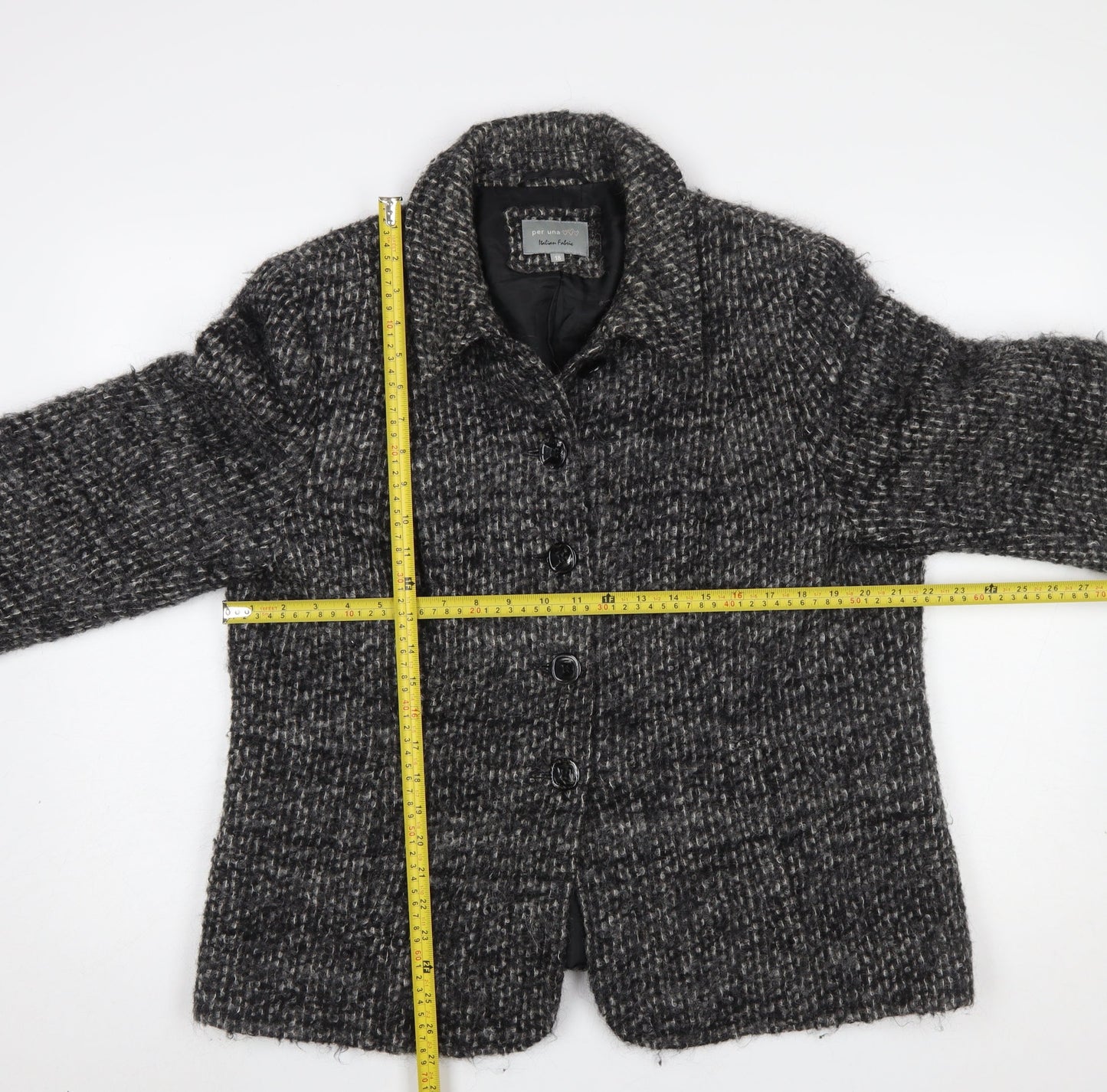 Marks and Spencer Per Una Women Grey Wool Blend Tweed Blazer Jacket Size 18