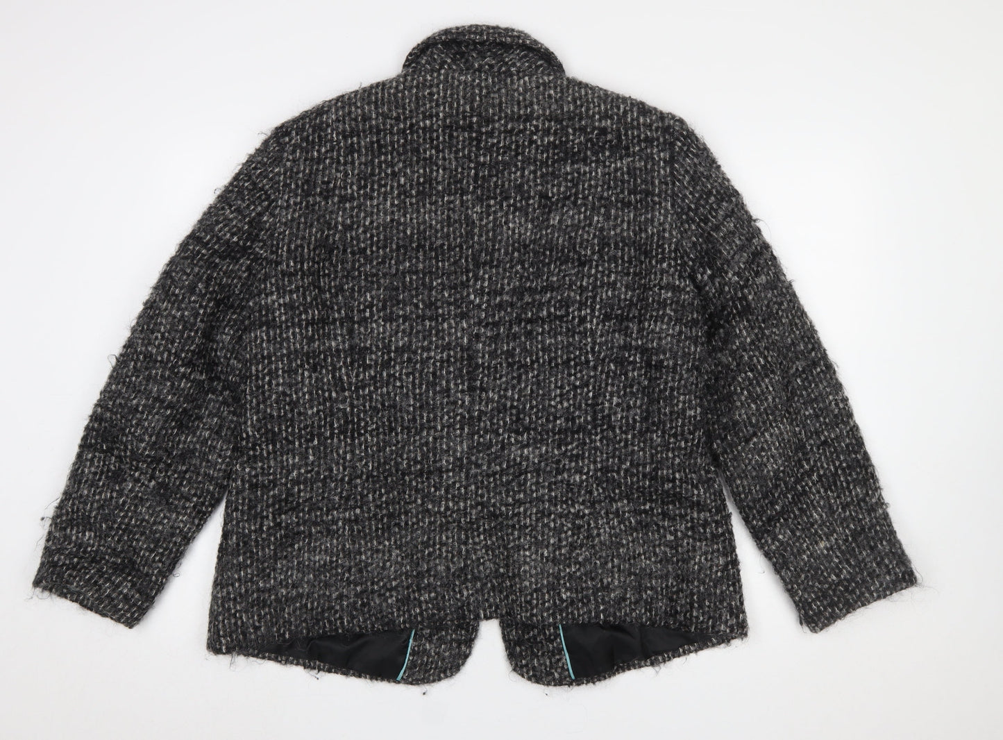 Marks and Spencer Per Una Women Grey Wool Blend Tweed Blazer Jacket Size 18