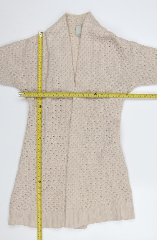 GAP Women Beige Wool Blend Open Cardigan Medium Long Sleeve Knit Jumper