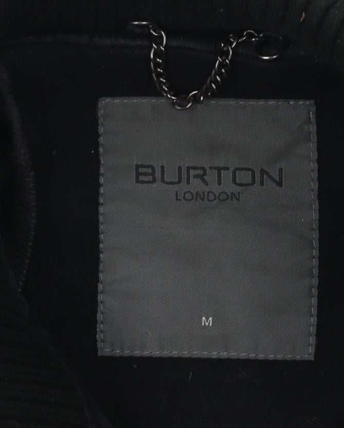 Burton London Men's Black Wool Blend Pea Coat M Regular Fit