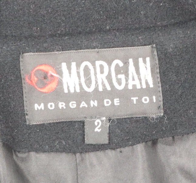 Morgan de Toi Women's Black Wool Long Coat Size 10 Classic Overcoat