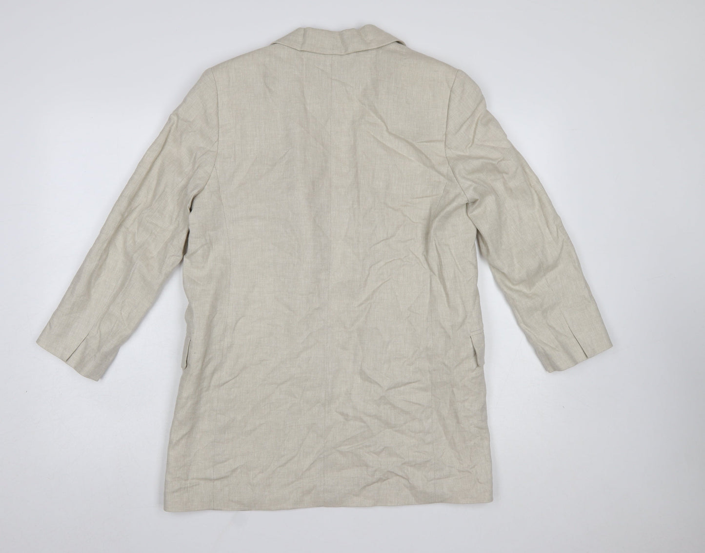 H&M Women's Beige Linen Blend Single-Breasted Blazer XS