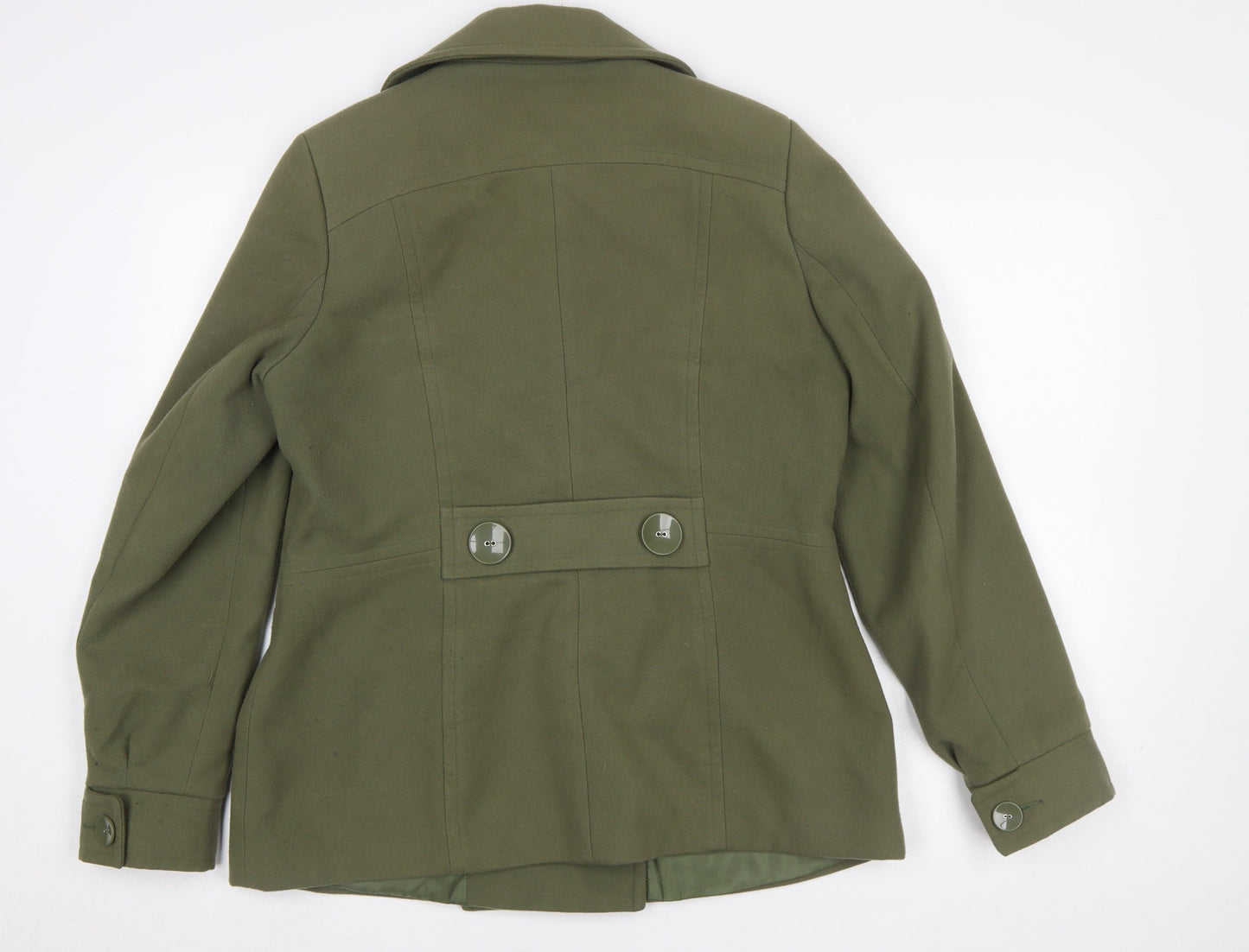 Cotton Traders Womens Green Size 12 Pea Coat Mid-Length Jacket