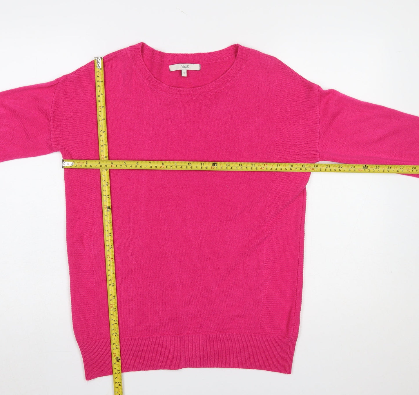 Next Women's Pink Acrylic Crew Neck Long Sleeve Jumper Size 10