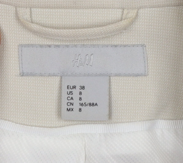 H&M Women Beige Slim Fit Single-Breasted Blazer Size 10