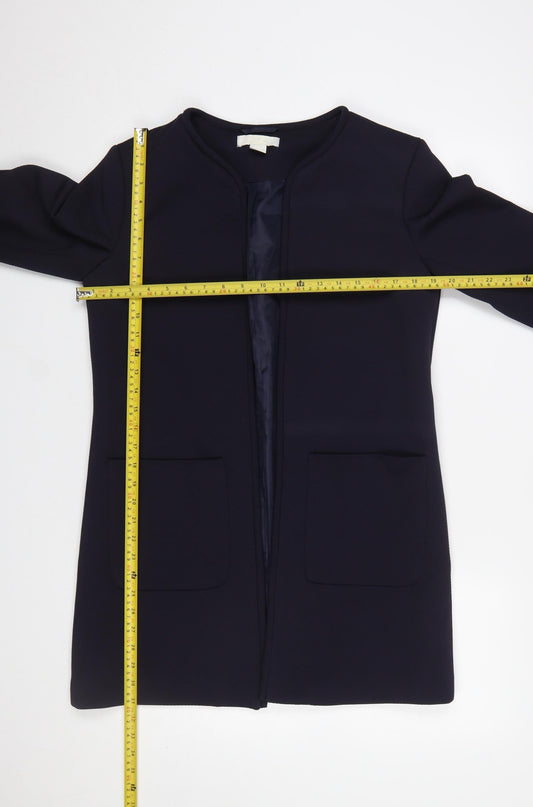 H&M Women Navy Blue Regular Fit Long Sleeve Jacket UK 10
