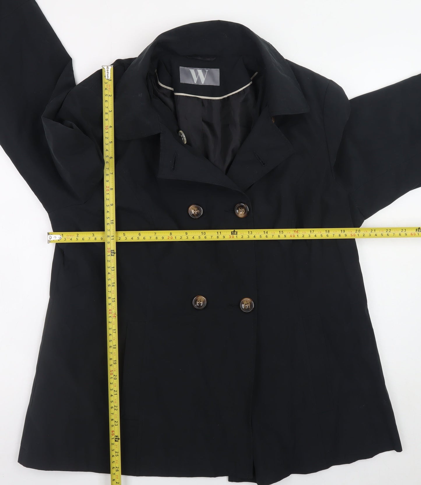 BHS Women Black Size 18 Pea Coat Cotton Blend Mid-Length Jacket