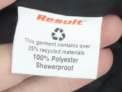 Result Boys Black Quilted Showerproof Jacket 9-10 Years Lightweight Lined