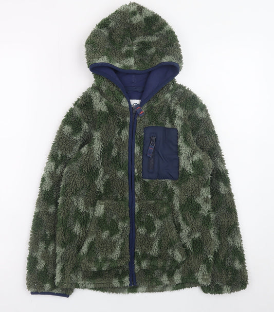 FatFace Boys Green Camouflage Fleece Full Zip Hoodie 8-9 Years