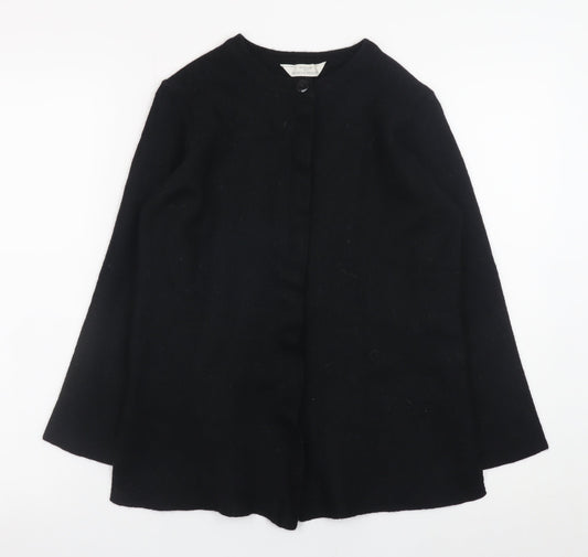 Marks and Spencer Women’s Black Wool Collarless Mid-Length Coat Size 12