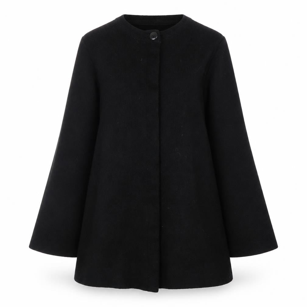 Marks & Spencer Women’s Black Wool Collarless Mid-Length Coat Size 12