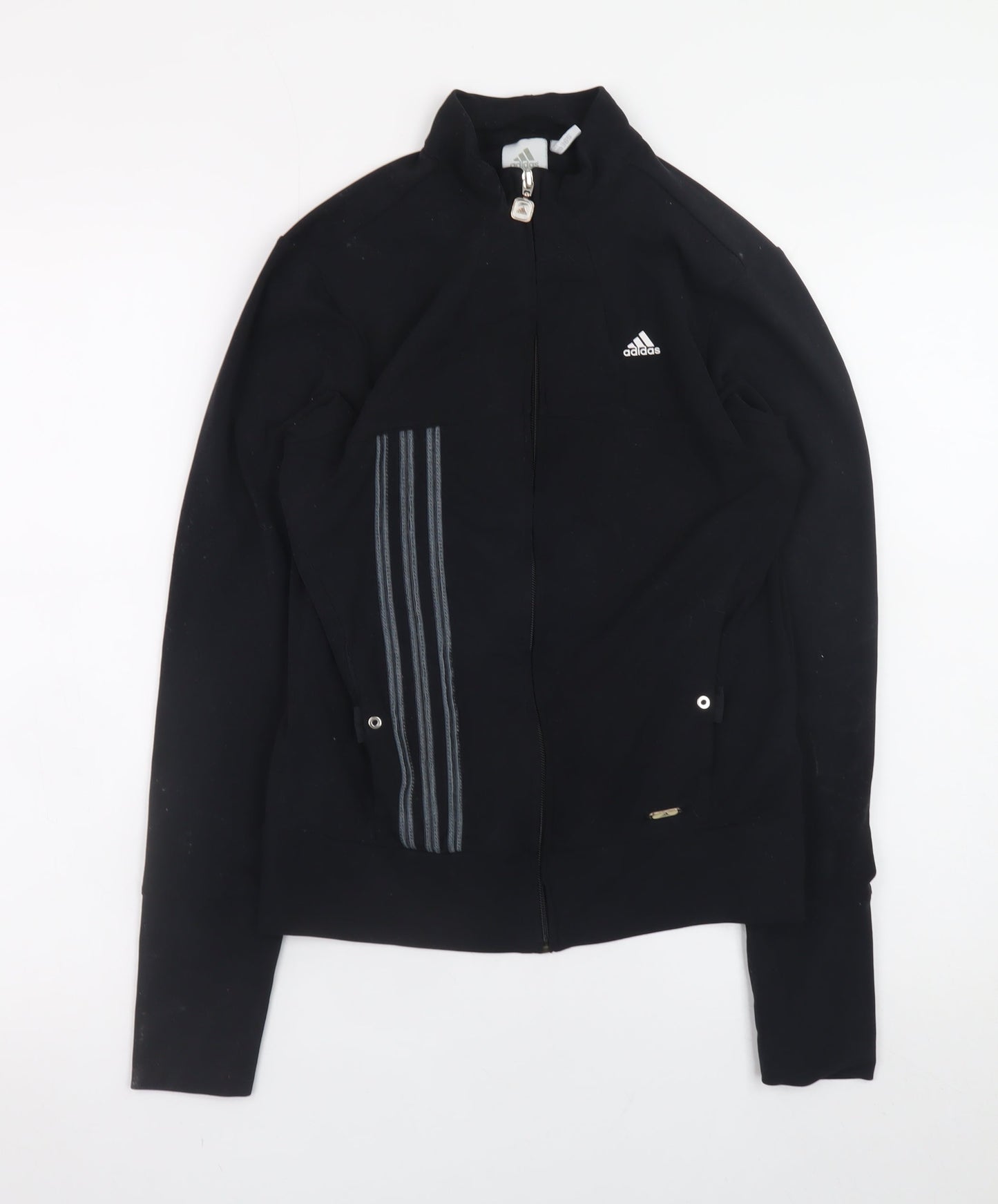 Adidas Womens Black Size 12 Slim Fit Full Zip Sports Jacket