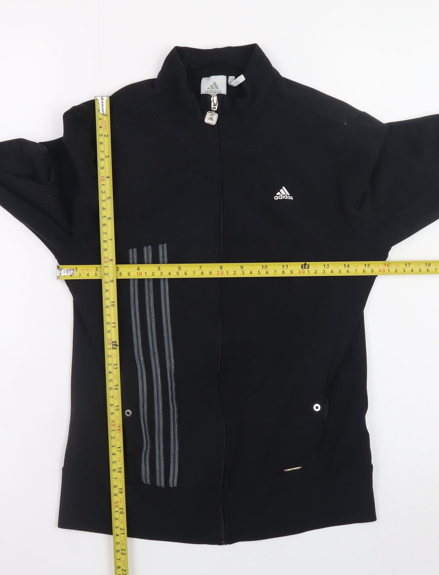 Adidas Womens Black Size 12 Slim Fit Full Zip Sports Jacket
