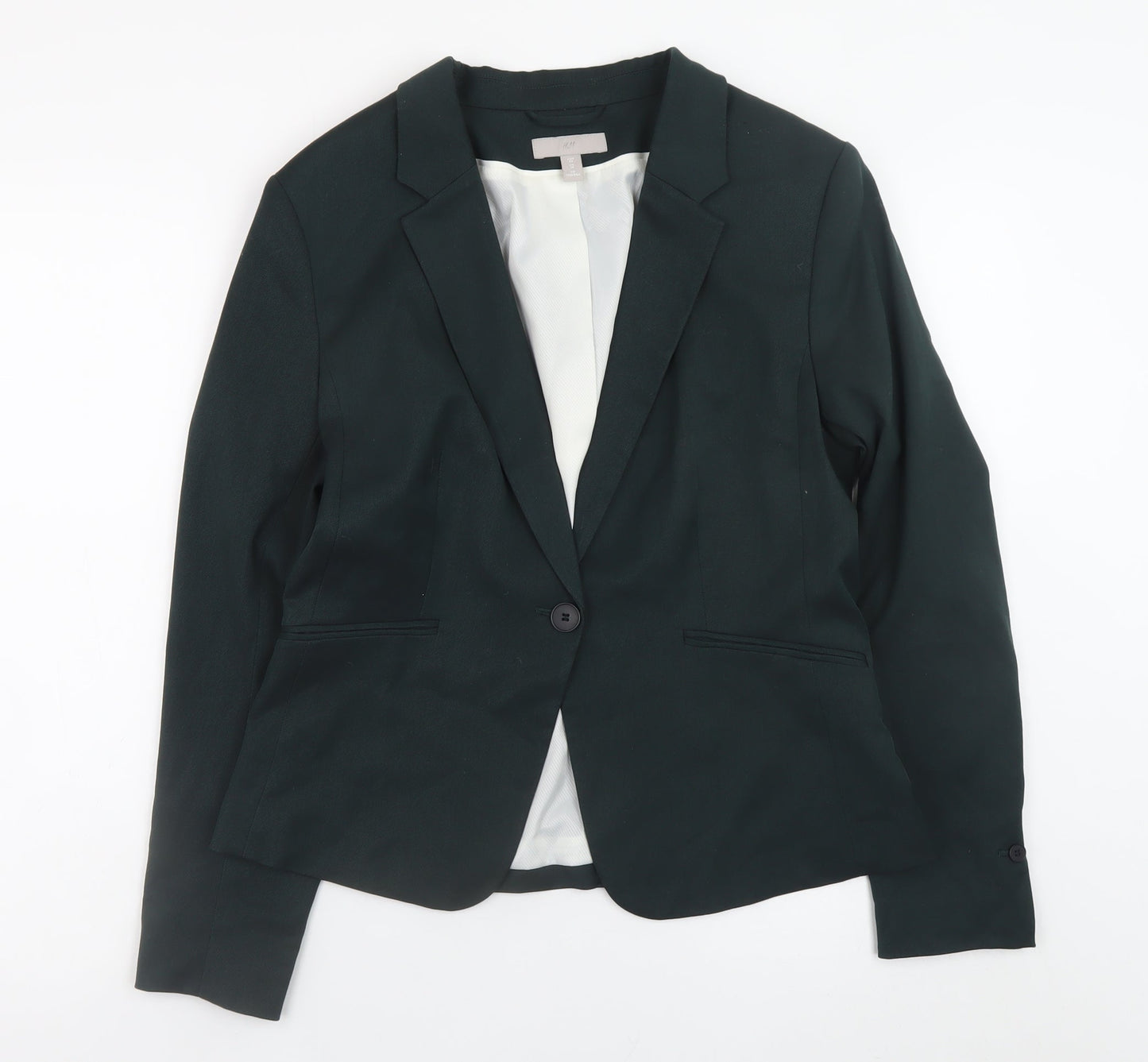 H&M Women Black Blazer UK 14 Classic Single-Breasted Jacket