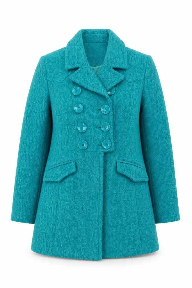 Red Herring Womens Teal Wool Blend Double Breasted Coat Size 16