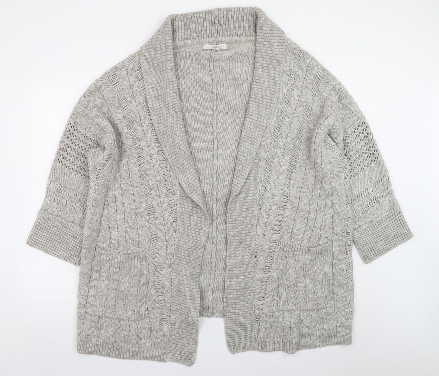 Next Women’s Grey Cable Knit Open Front Cardigan L