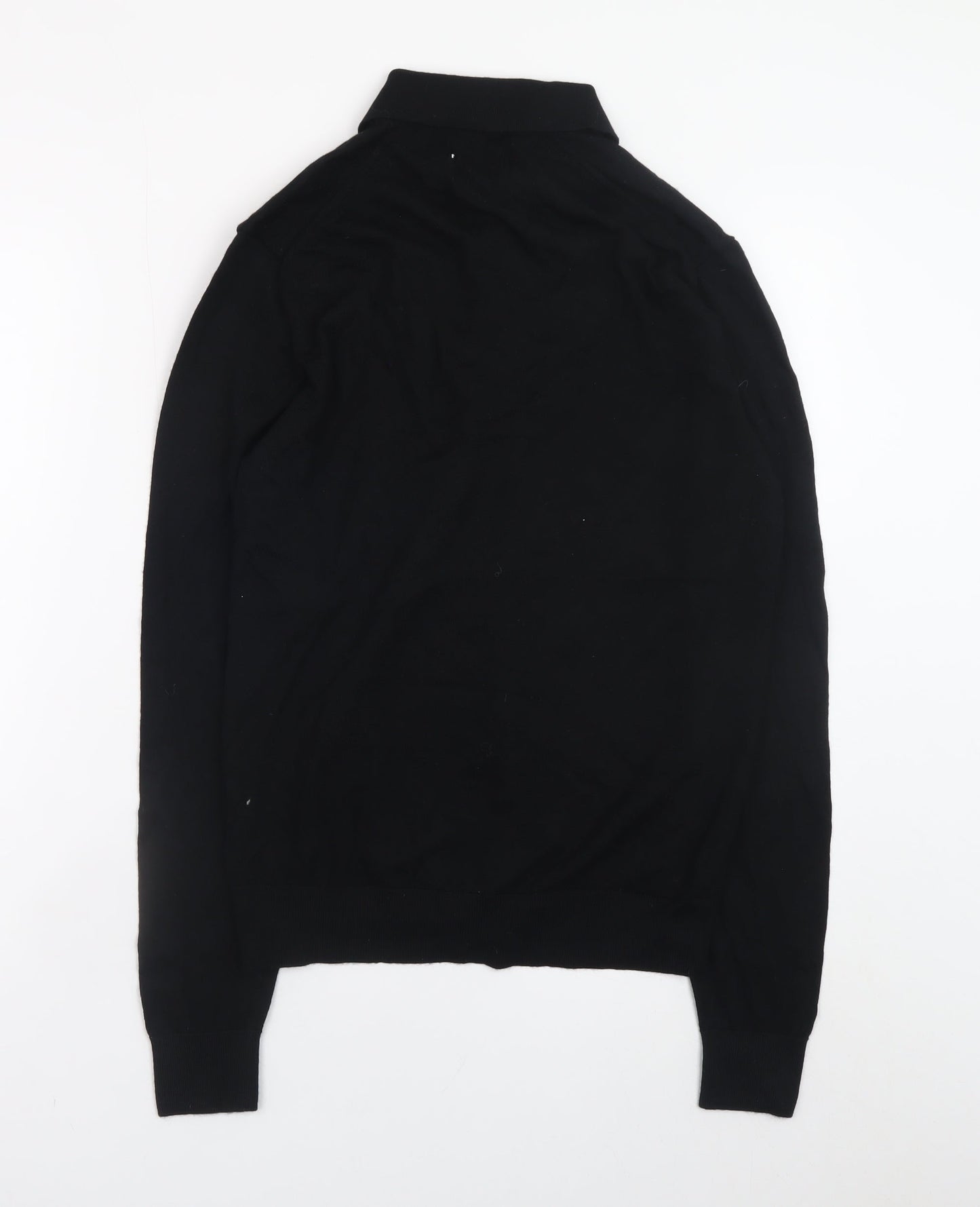 Marks and Spencer Men’s Black Merino Wool Collared Henley Jumper S