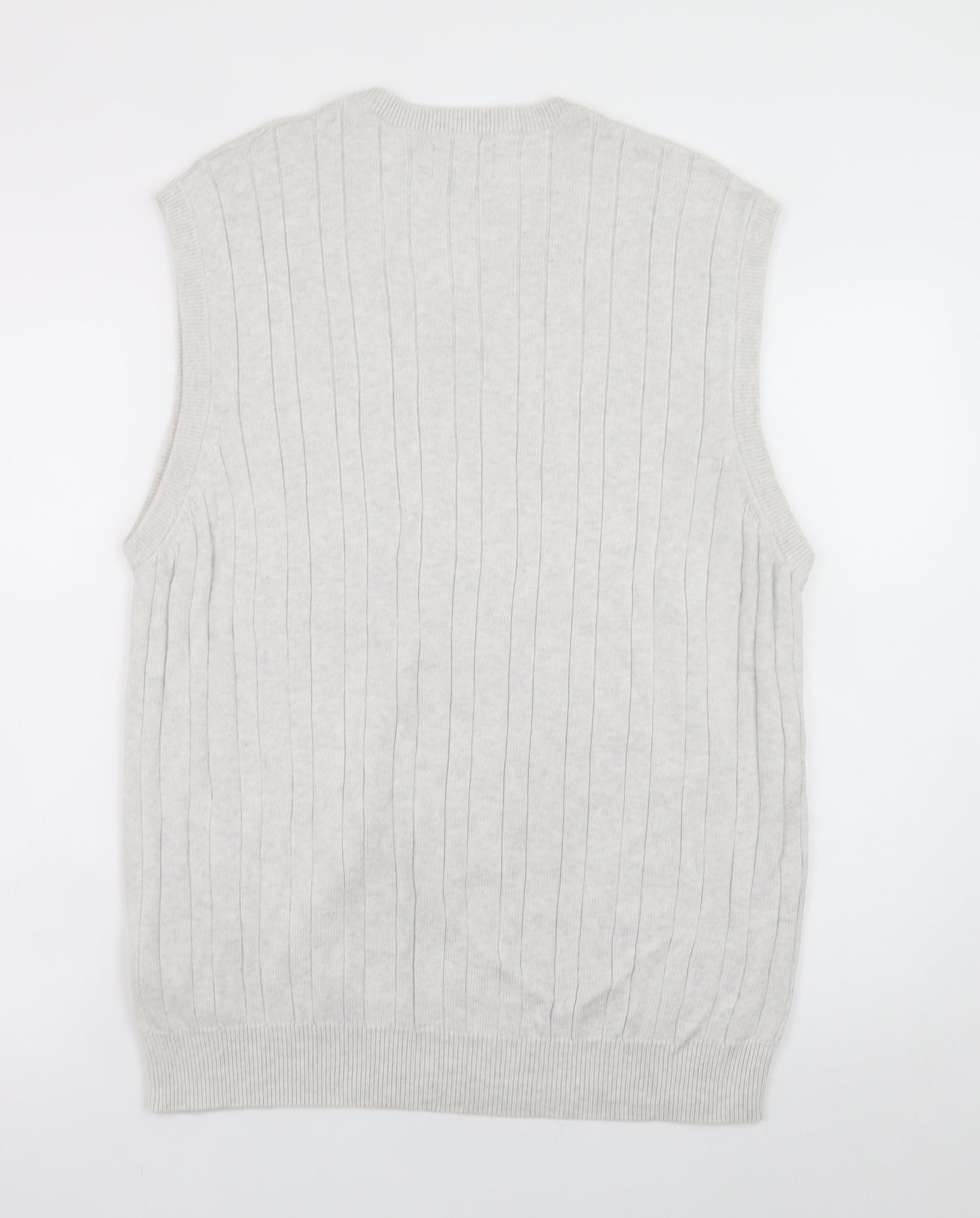 Marks and Spencer Men Ivory Cable Knit Cotton Vest L