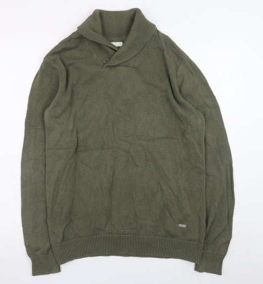 Adidas Men's Green Cotton Pullover Jumper L Regular Fit
