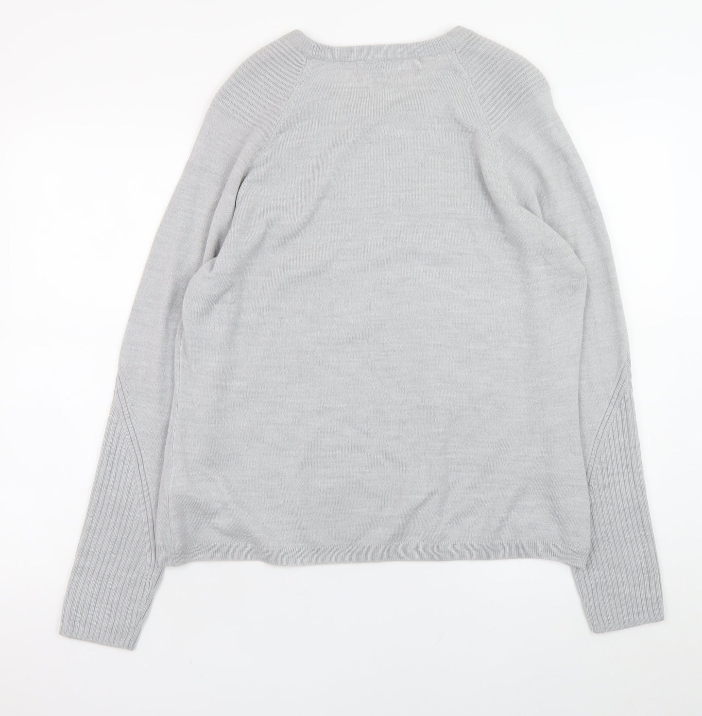 Marks and Spencer Womens Grey Size 16 Crew Neck Button Jumper